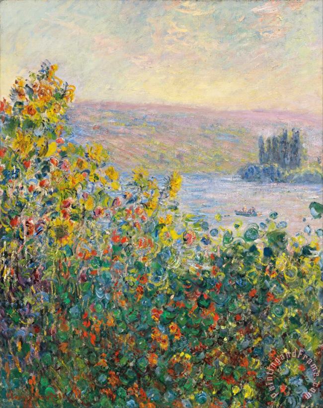 Claude Monet Flower Beds at Vetheuil Art Painting