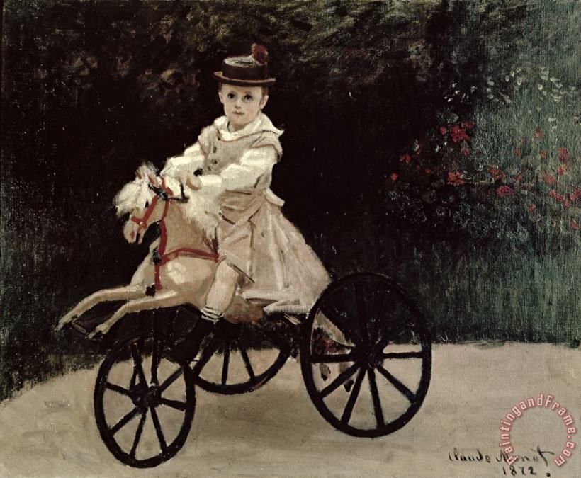 Jean Monet on his Hobby Horse painting - Claude Monet Jean Monet on his Hobby Horse Art Print