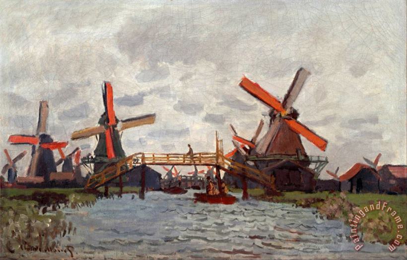 Claude Monet Mills at Westzijderveld Near Zaandam Art Painting