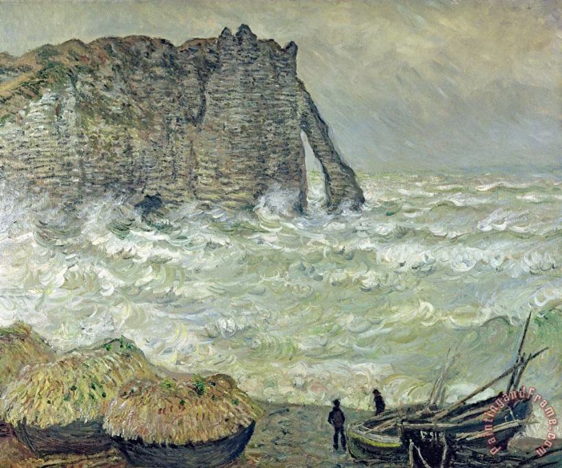 Claude Monet Rough Sea at Etretat Art Painting