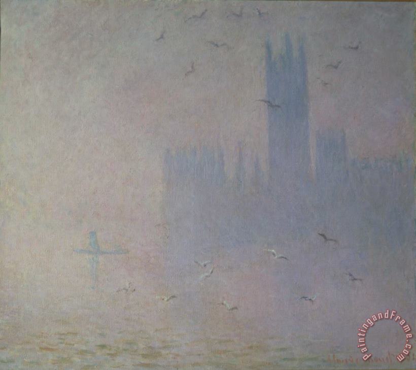 Claude Monet Seagulls over the Houses of Parliament Art Print