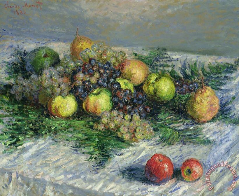 Claude Monet Still Life With Pears And Grapes Art Painting