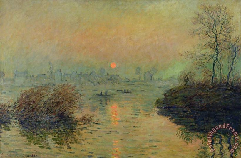 Claude Monet Sun Setting over the Seine at Lavacourt Art Print