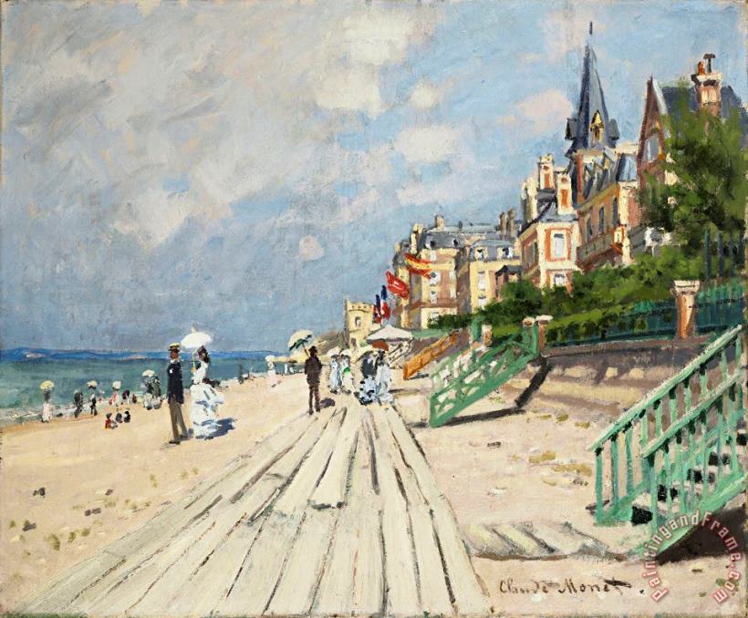 the beach at trouville painting - Claude Monet the beach at trouville Art Print