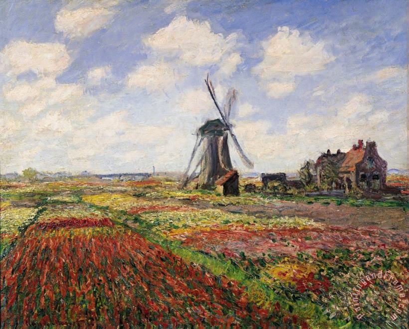 Tulip Fields with the Rijnsburg Windmill painting - Claude Monet Tulip Fields with the Rijnsburg Windmill Art Print