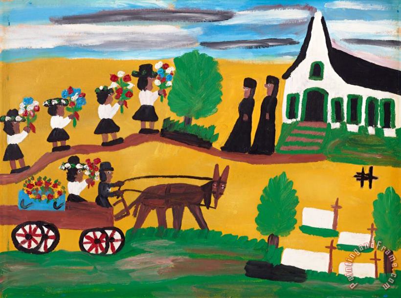 Clementine Hunter Funeral at St. Augustine, Early 1970s Art Painting