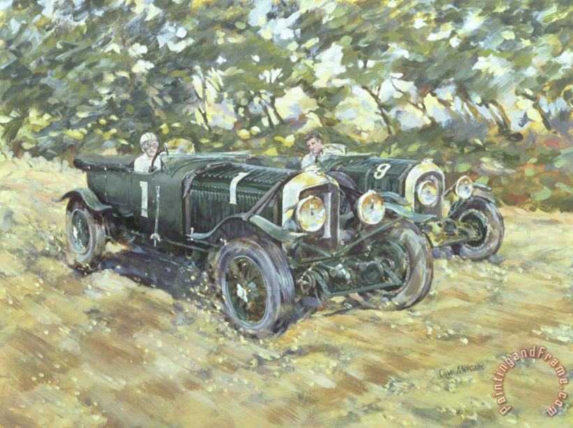 1929 Le Mans Winning Bentleys painting - Clive Metcalfe 1929 Le Mans Winning Bentleys Art Print