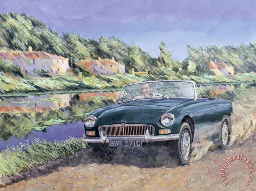 Mgb By A French Canal painting - Clive Metcalfe Mgb By A French Canal Art Print