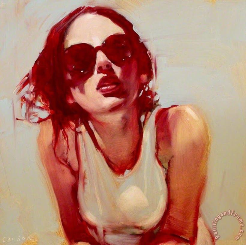 Girl with Sunglasses Red painting - Collection Girl with Sunglasses Red Art Print