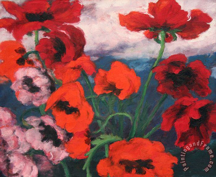 Large Poppies painting - Collection Large Poppies Art Print