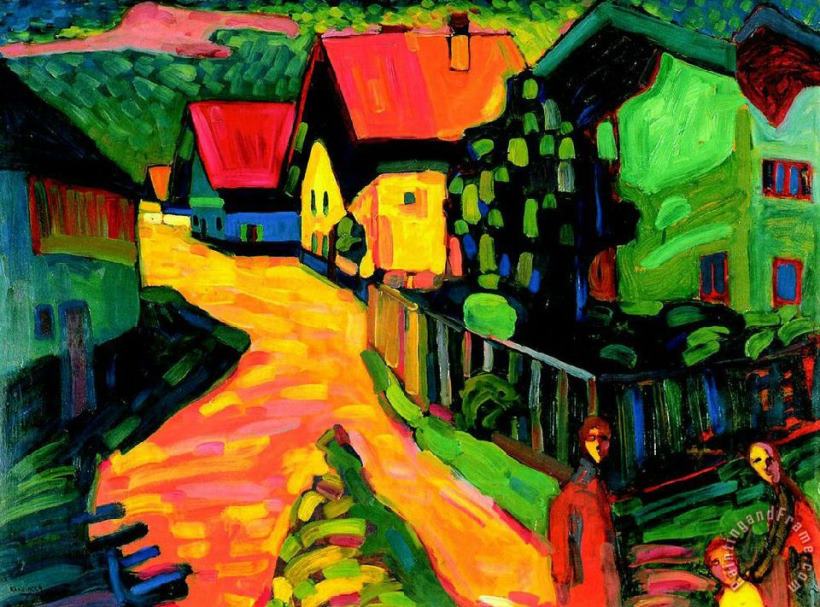 Murnau Street with Women 1908 painting - Collection Murnau Street with Women 1908 Art Print
