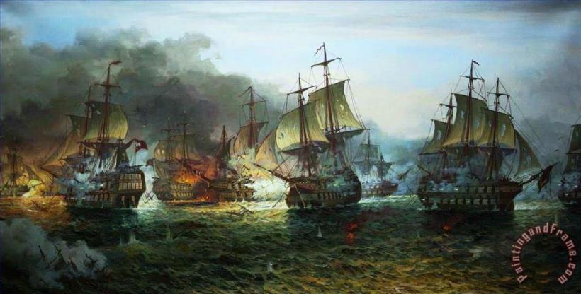 Sea Fight Warships painting - Collection Sea Fight Warships Art Print