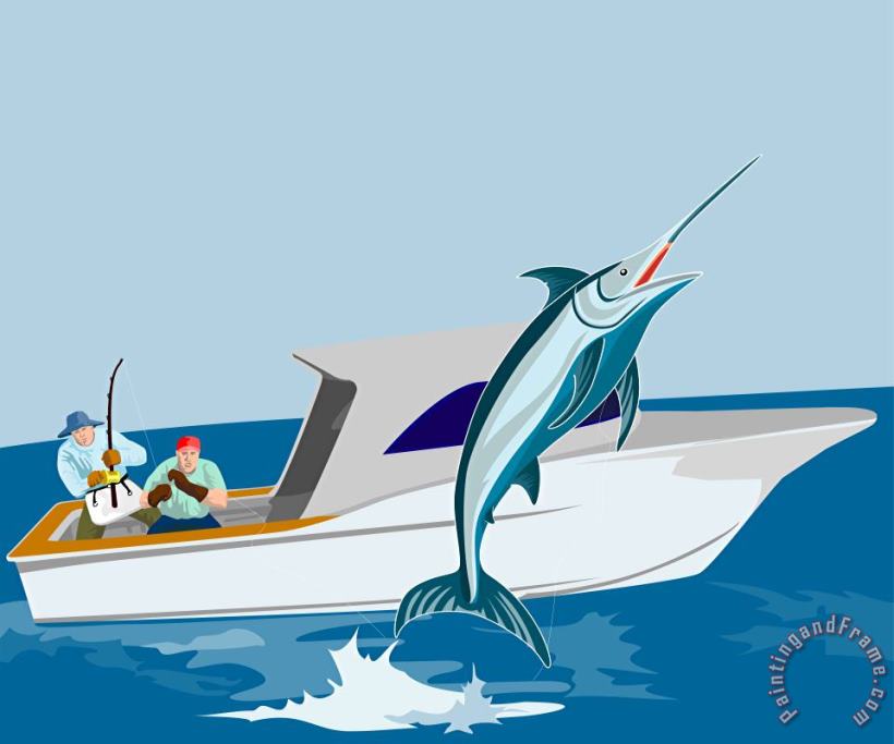 Collection 10 Blue marlin jumping Art Painting