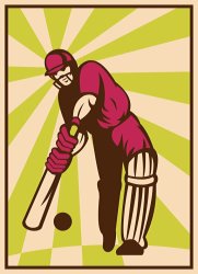 Collection 10 Cricket Sports Batsman Batting Retro