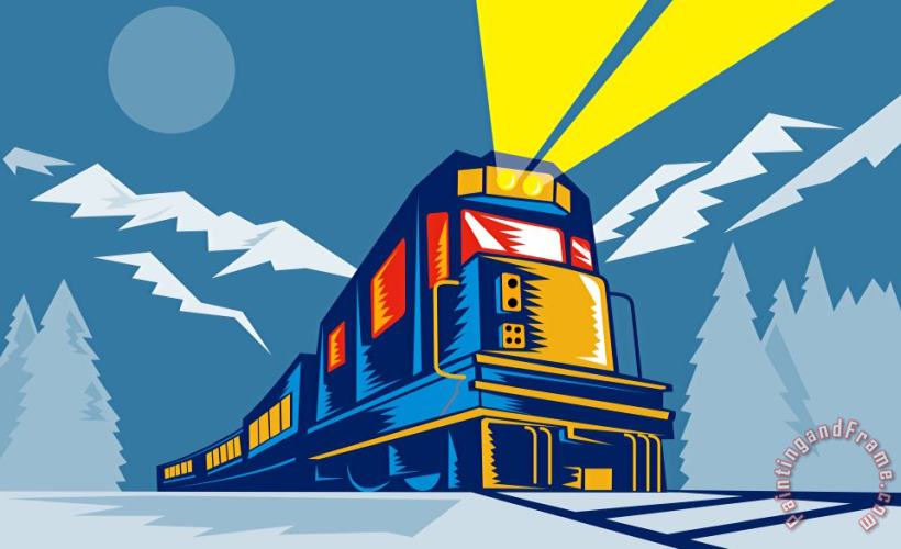 Diesel train winter painting - Collection 10 Diesel train winter Art Print
