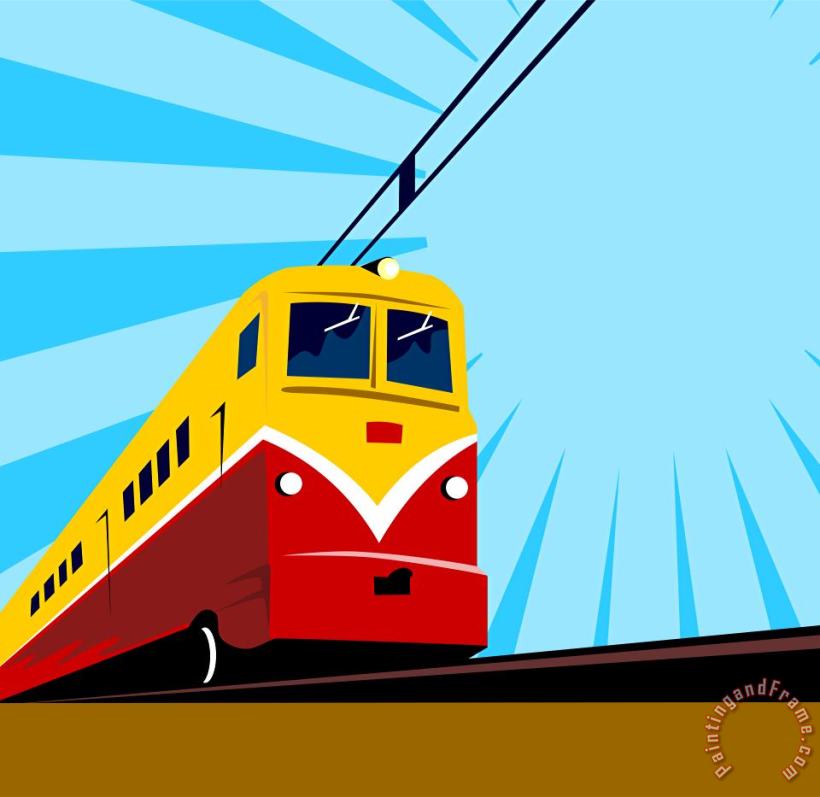 Electric Passenger Train Retro painting - Collection 10 Electric Passenger Train Retro Art Print