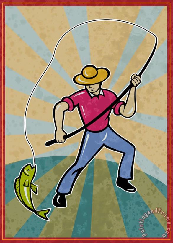 Collection 10 Fisherman catching fish Art Painting
