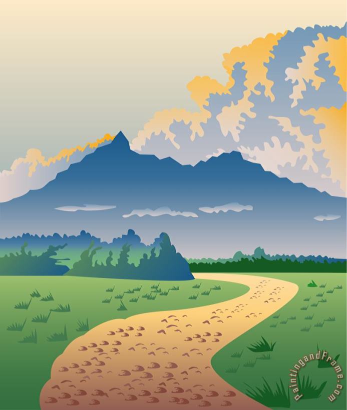 Road Leading to Mountains painting - Collection 10 Road Leading to Mountains Art Print