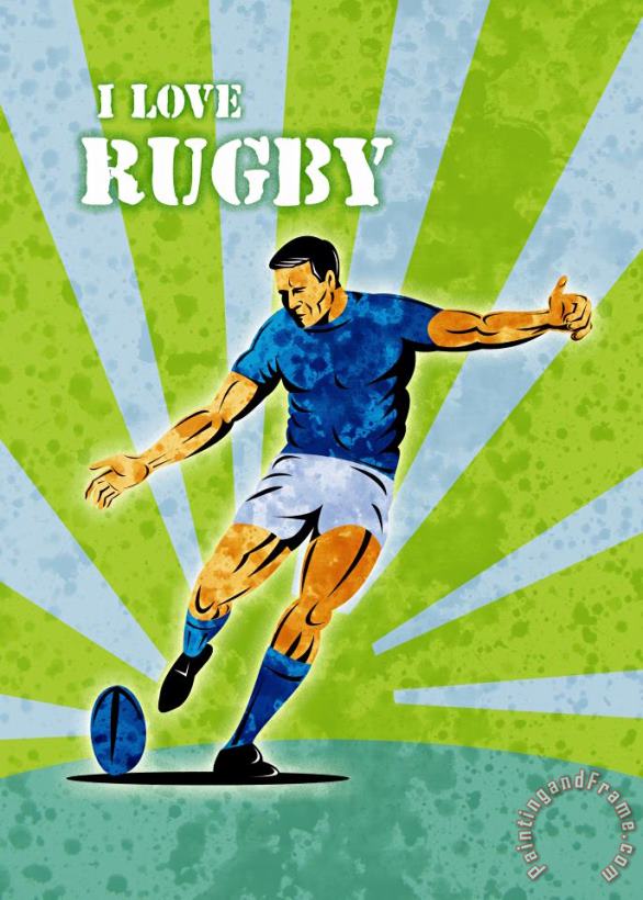 Rugby Player Kicking The Ball painting - Collection 10 Rugby Player Kicking The Ball Art Print