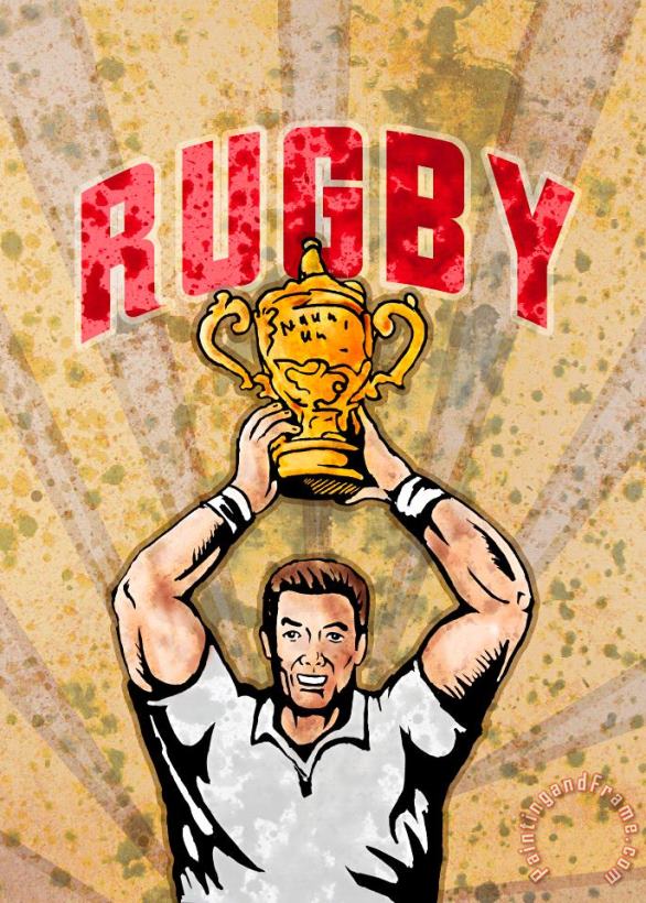 Rugby Player Raising Championship World Cup Trophy painting - Collection 10 Rugby Player Raising Championship World Cup Trophy Art Print