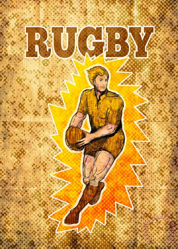 Collection 10 Rugby player running passing ball Art Print