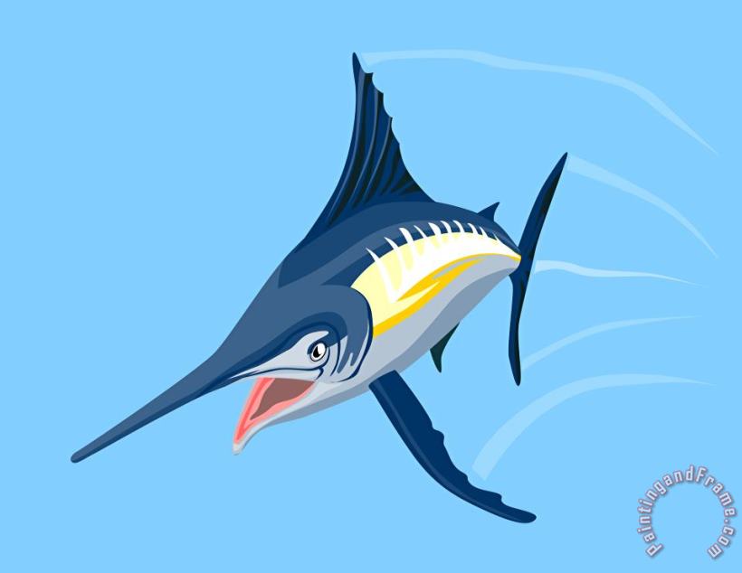 Collection 10 Sailfish Diving Art Painting