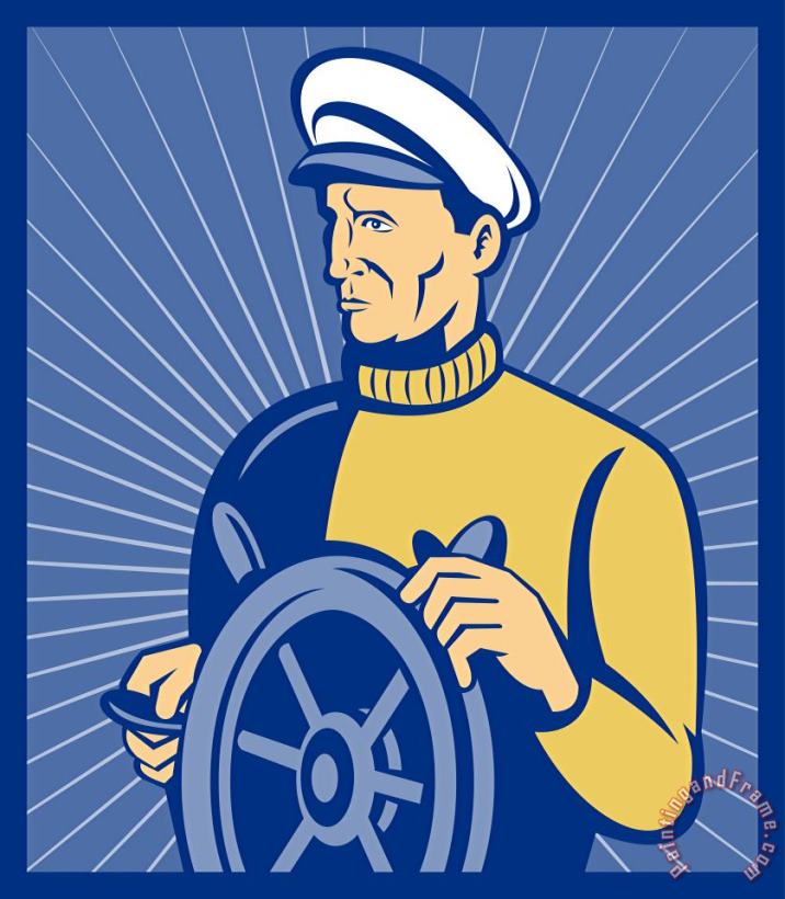 Ship Captain At The Helm painting - Collection 10 Ship Captain At The Helm Art Print