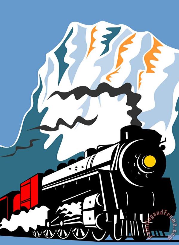 Steam train painting - Collection 10 Steam train Art Print