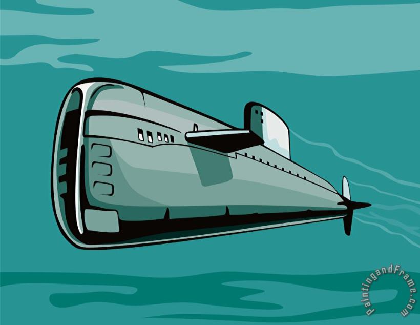 Submarine Boat Retro painting - Collection 10 Submarine Boat Retro Art Print