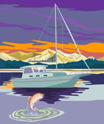 Collection 10 Trout jumping boat