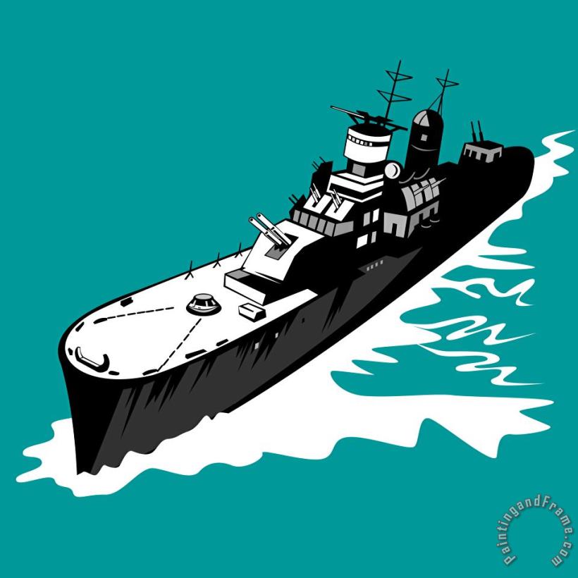 Collection 10 World War Two Battleship Warship Cruiser Retro Art Painting