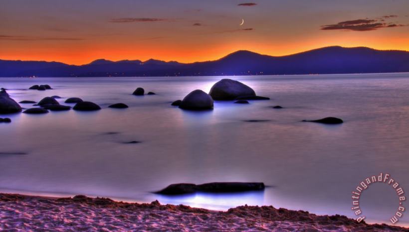 Collection 14 Crescent Moon Above Tahoe Art Painting