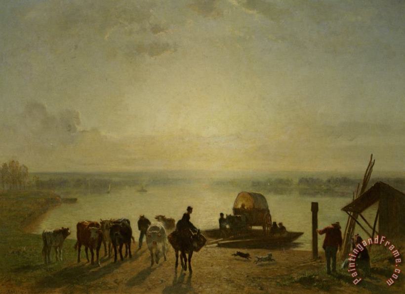Constant Troyon Unloading The Ferry Art Painting
