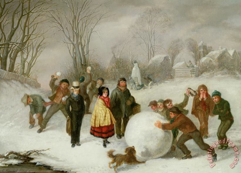 Cornelis Kimmel Snowballing Art Painting