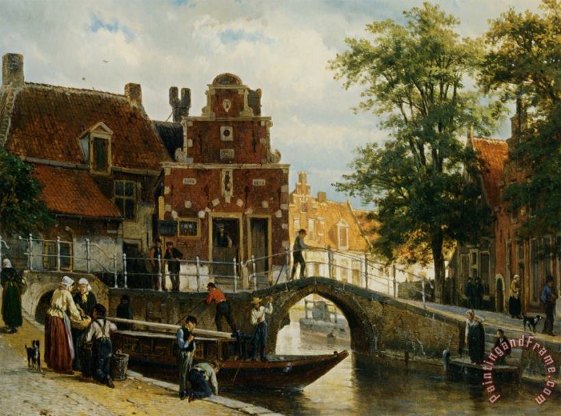 Cornelis Springer A View of Franeker with The Zakkend Ragerschuisje Art Painting
