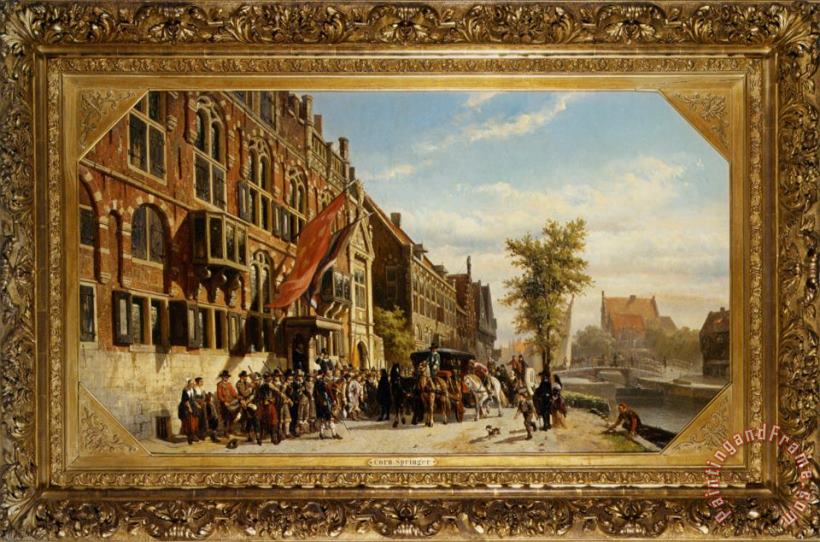 Cornelis Springer A Visit of Bayliff Ten Frootenhuys to The Guild of Archers Art Painting