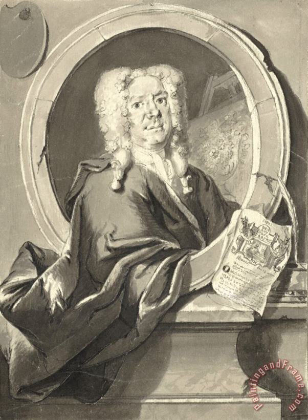 Cornelis Troost Portret Van Jacob Campo Weyerman in Medaillon Art Painting