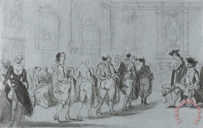 Cornelis Troost Prins Eugenius Van Savoye in Het Etablissement Van Mme Traese Op De Prinsengracht Met Revue Van Prostituees, Ca. 1720 Art Painting