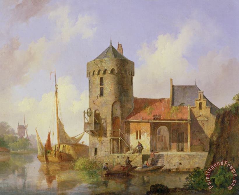 Cornelius Springer On the Rhine Art Painting