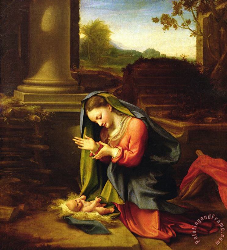 Correggio Our Lady Worshipping The Child Art Painting