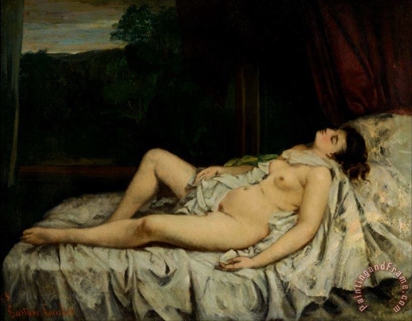 Courbet, Gustave Sleeping Nude Art Painting