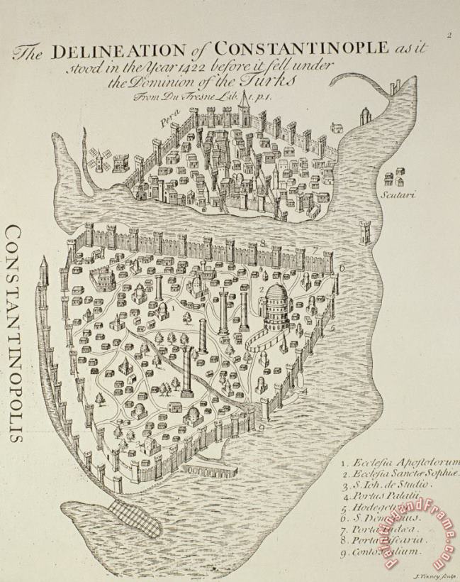 Cristoforo Buondelmonti A map of Constantinople in 1422 Art Print
