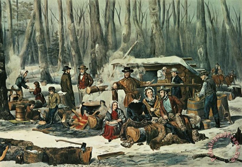 American Forest Scene painting - Currier and Ives American Forest Scene Art Print