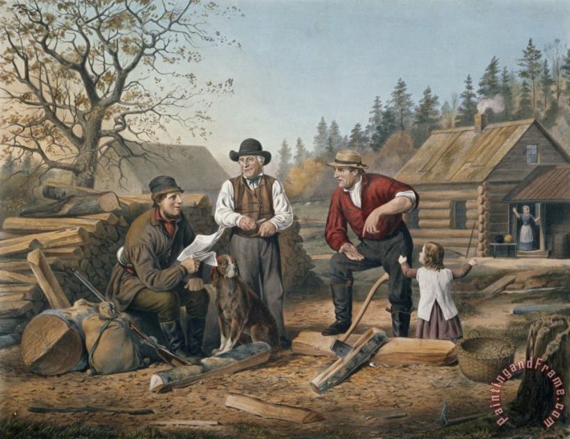 Currier and Ives Arguing the Point Art Painting