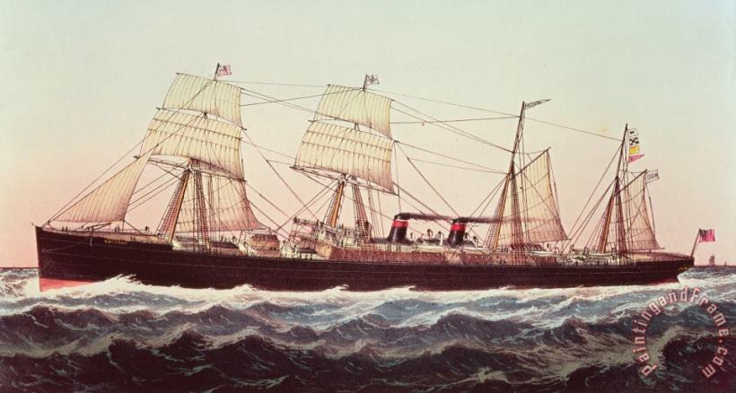 Guion Line Steampship Arizona Of The Greyhound Fleet painting - Currier and Ives Guion Line Steampship Arizona Of The Greyhound Fleet Art Print