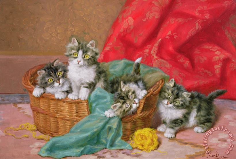 Daniel Merlin Mischievous Kittens Art Painting