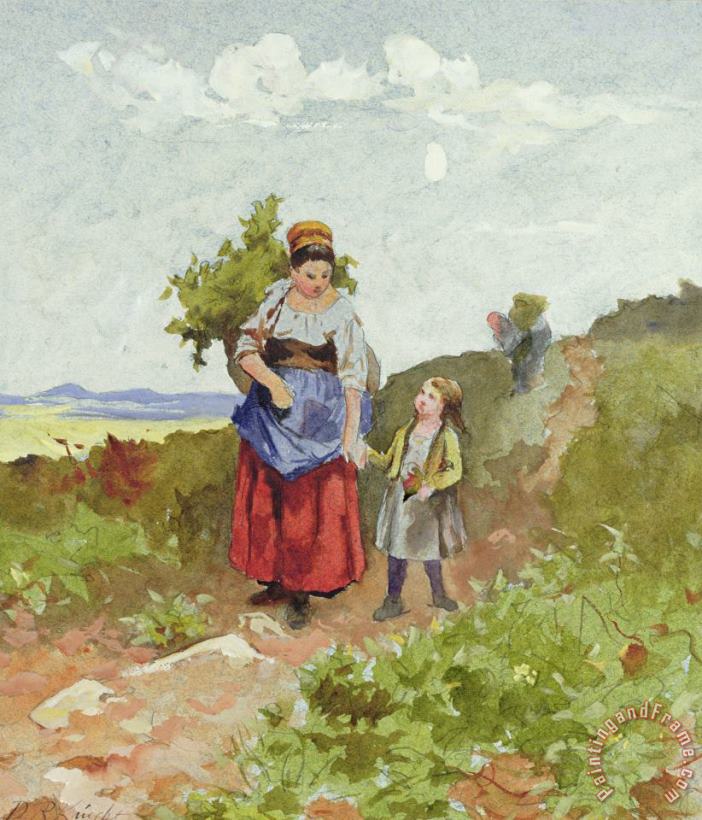 French Peasants on a Path painting - Daniel Ridgway Knight French Peasants on a Path Art Print