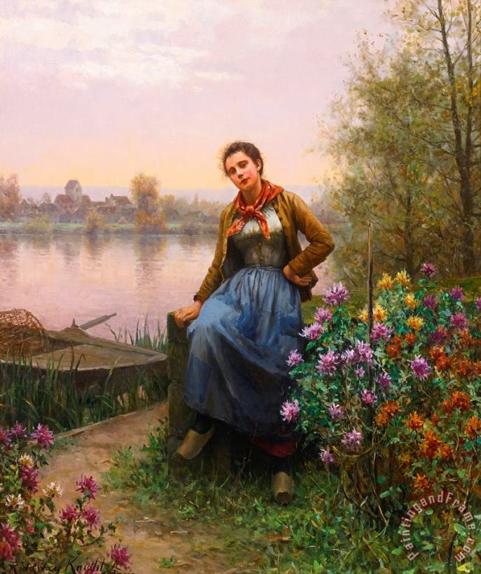 On The River's Edge painting - Daniel Ridgway Knight On The River's Edge Art Print