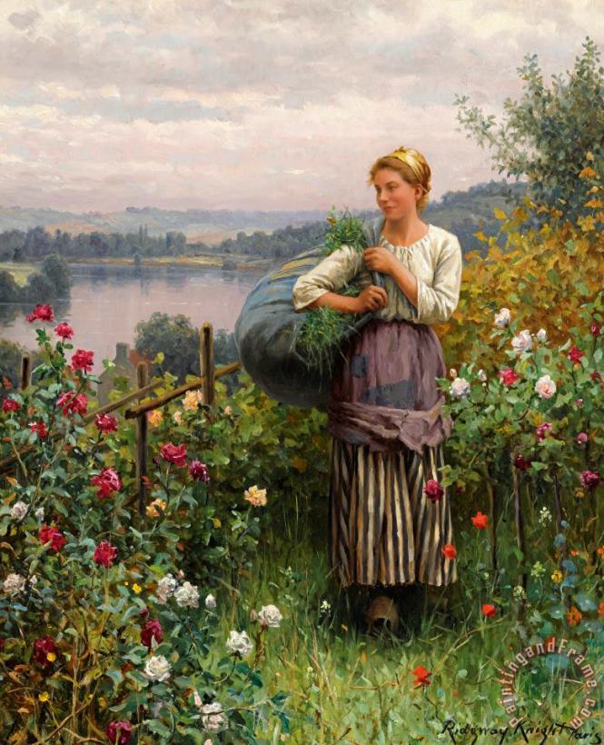Daniel Ridgway Knight The Rose Garden Art Painting