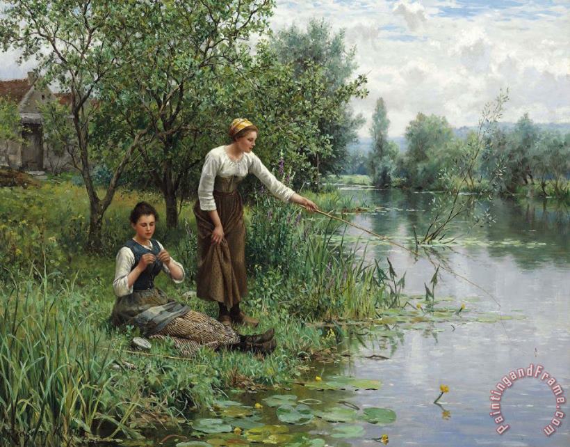 Daniel Ridgway Knight Two Women Fishing Art Print